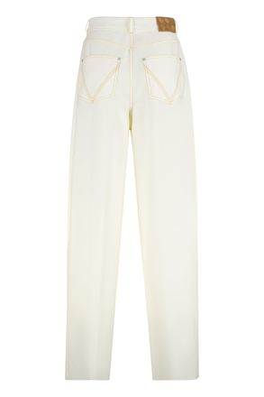 Bottega Veneta Womens Wide-Leg Wool Trousers Dove Cowhide