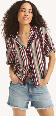 Nautica Womens Striped Camp Shirt