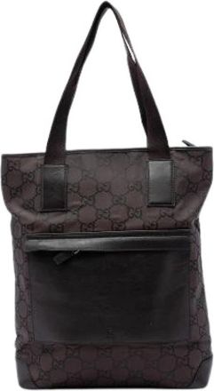 Gucci Pre-owned Nylon Tote Bag - Dames - Vintage Shopper - Bruin - ONE Size - Nylon - Vintage