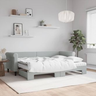 vidaXL Vidaxl - Sof&aacute; Cama Nido Con Colch&oacute;n Terciopelo Gris Claro 80x200 Cm