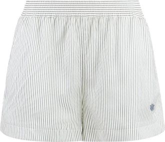 Stella McCartney Shorts met gestreepte smocktailleband - Dames - Bermuda - Grijs - M - Korte Broeken