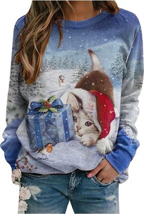Generic AMDOLE Christmas Jumpers for Women Fall Long Sleeve Shirts Ladies 2025 Crew Neck Fashion Casual Sweatshirt Winter Tops Outwear Pullover Outfits Christ