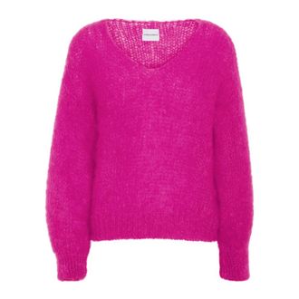 Americandreams Milana LS Mohair Knit - Dames - V-hals truien - Roze - M - Wol - Truien & Vesten