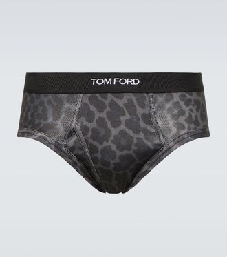 Tom Ford Leopard-print cotton-blend boxer briefs