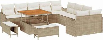 vidaXL Vidaxl - Conjunto De Sof&aacute; De Jard&iacute;n Con Coj&iacute;n 13 Pcs Beige, Crema