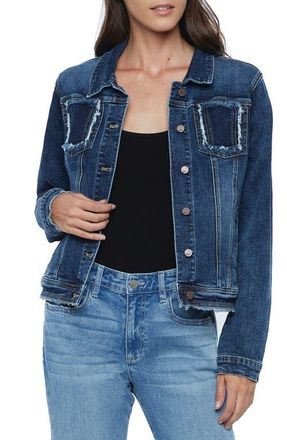 Wash Lab Denim Sammy Frayed Denim Jacket in Atlantic Blue at Nordstrom, Size X-Small