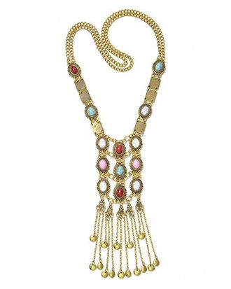 Liv Oliver Plated Gemstone Crystal Bohemian Necklace