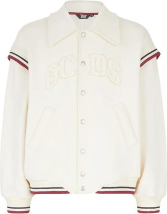 GCDS Collared Jersey Bomber - Dames - Zomerjassen - Wit - 2XL - Katoen - Jassen