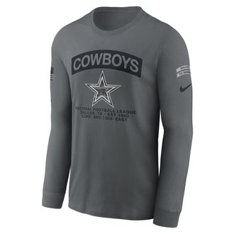 Nike Dallas Cowboys Salute to Service Nike Mens NFL Long-Sleeve T-Shirt in Grey | NKAC0AIA29-RFD