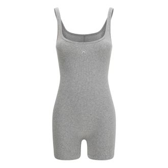 Marine Serre Catsuit Corto de Jersey Acanalado con Logo de Luna - Jumpsuits & Playsuits - Mujer - Gris - M