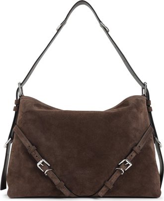 Givenchy Brown Voyou Medium Suede Calf Leather Shoulder Bag-Donna