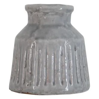 Foreside Home And Garden Handmade Gray Terracotta Vase with Carved Stripes at Nordstrom