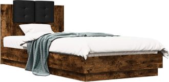 vidaXL Estructura De Cama Con Cabecero Roble Ahumado 80 X 200 Cm Vidaxl