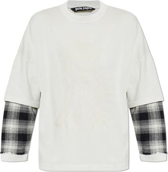 Palm Angels Sweatshirt met print - Heren - Longsleeves - Wit - XL - Katoen - Tops