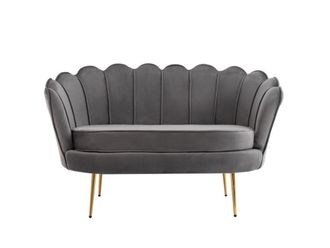 Pascal Morabito Sof&aacute; fijo terciopelo 2 plazas gris antracita 124x73cm