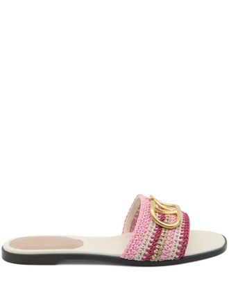Valentino Garavani VLogo Signature slides - women - Polyester/CALFSKIN/Calf Leather - 38.5 - Pink