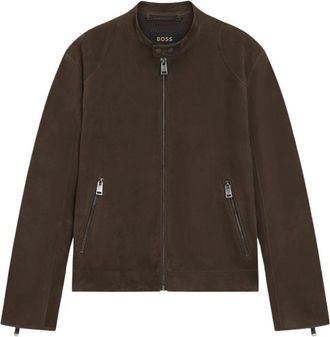 HUGO BOSS L Miker 1 Jacket - Heren - Leren en Su&egrave;de Jassen - Bruin - 2XL - Katoen - Jassen