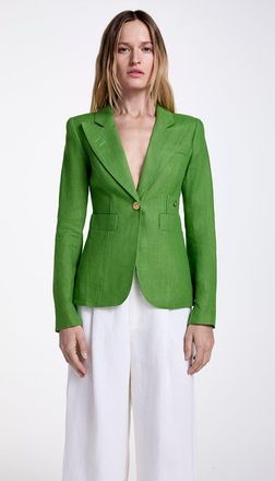 Smythe Linen Classic Duchess Blazer in Grass Linen at Nordstrom, Size 12