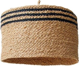 Indego Africa Striped Braided Raffia Lamp Shade in Black at Nordstrom