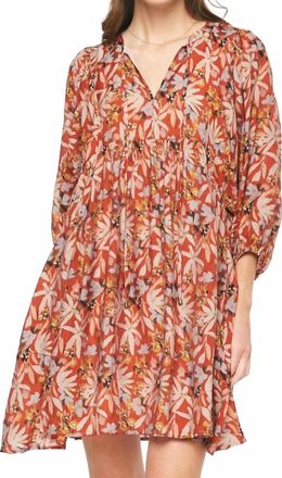 Entro Floral Print Mini Dress In Rust