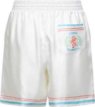 Casablanca Mens White Silk Twill Dance Joy Shorts