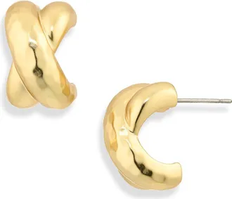 Karine Sultan Crisscross Mini Hoop Earrings in Gold at Nordstrom