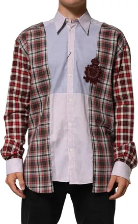 Dolce & Gabbana Mens Multicolor Cotton Collared Checkered Shirt