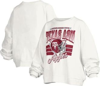 Pressbox Womens Pressbox White Texas A&M Aggies Janice Retro Logo Oversized Pullover Sweatshirt at Nordstrom, Size Xx-Large