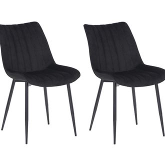 Clp Set de 2 sillas con patas de metal y asiento en Terciopelo Negro