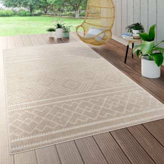 Paco Home Paco Home - Alfombra Interior Exterior Terraza Balc&oacute;n Intemperie Motivo Geom&eacute;trico Moderno 80x250 Cm, Beige 4