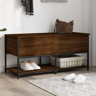 vidaXL Vidaxl - Banco Almacenaje Madera Ingenier&iacute;a Marr&oacute;n Roble 100x42,5x47 Cm
