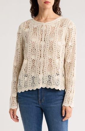 Adrianna Papell Pointelle Sweater in Barley at Nordstrom Rack, Size X-Large