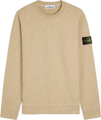 Stone Island Logo Slubbed Cotton Sweatshirt - Sand - XL