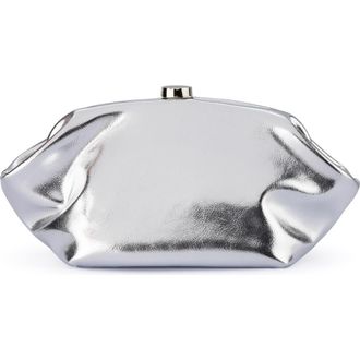 Olga Berg Tally Metallic Faux Leather Frame Clutch in Silver at Nordstrom