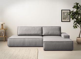 HOME AFFAIRE Ecksofa »SHERWOOD, Schlafsofa in L-Form offen (275cm), Cord, Leinenoptik« Schlaffunktion und Bettkasten, Kedernaht, hoher Sitz- & Liegekomfort