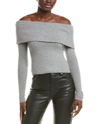 Alice & Olivia Coretta Off-Shoulder Cashmere-Blend Pullover