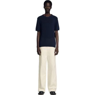 Sandro Fine knit T-shirt in Navy Blue at Nordstrom, Size Xx-Large