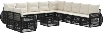 vidaXL Conjunto De Sof&aacute;s De Jard&iacute;n 12 Uds. Negro Y Blanco Crema Vidaxl