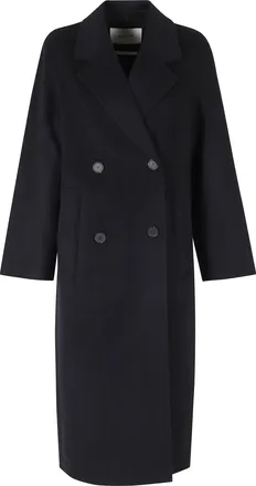 IVY & OAK Blue Double-Breasted Relaxed Fit Wool Coat