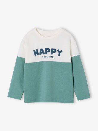 Vertbaudet T-shirt manches longues colorblock vert deau