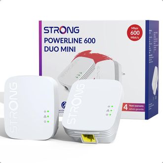Strong Cosmetics Kit Powerline 600 Duo Mini Pl600mduo, 2 Adaptadores, Homeplug Av2, 600 Mbps, Cifrado Aes De 128 Bits, Puertos Lan Rj-45