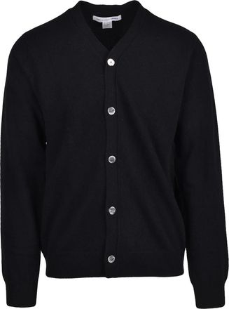 Comme Des Gar&ccedil;ons Black Button-Front Wool Cardigan