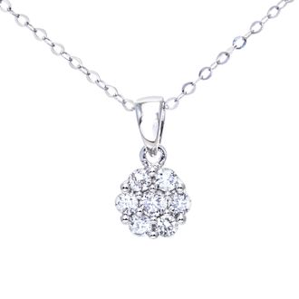 Diamant L'éternel Womens Ladies 9ct White Gold 0.20ct Diamond Cluster Pendant + 18 Trace Chain - One Size