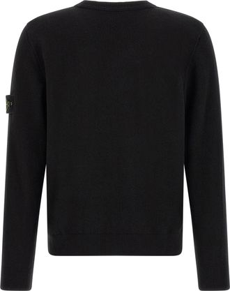 Stone Island Virgin Wool Crew Neck Sweater - Black
