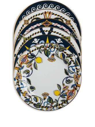 La DoubleJ graphic-print dessert plates - unisex - Porcelain - One Size - White