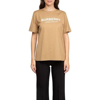 Burberry Camiseta de algod&oacute;n con logo - Tops - Mujer - Beige - L