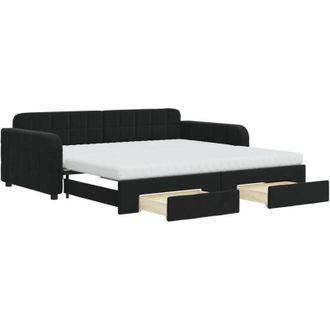 vidaXL Vidaxl - Sof&aacute; Cama Nido Con Cajones Terciopelo Negro 100x200 Cm