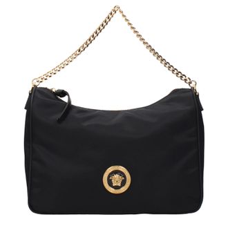 Versace Damens Hobo-Handtasche aus schwarzem Stoff