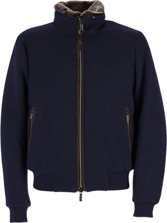 Moorer Navy Blue Mock Collar Jacket