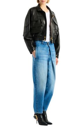 Balmain Lambskin bomber jacket in Black at Nordstrom, Size 38 Eu